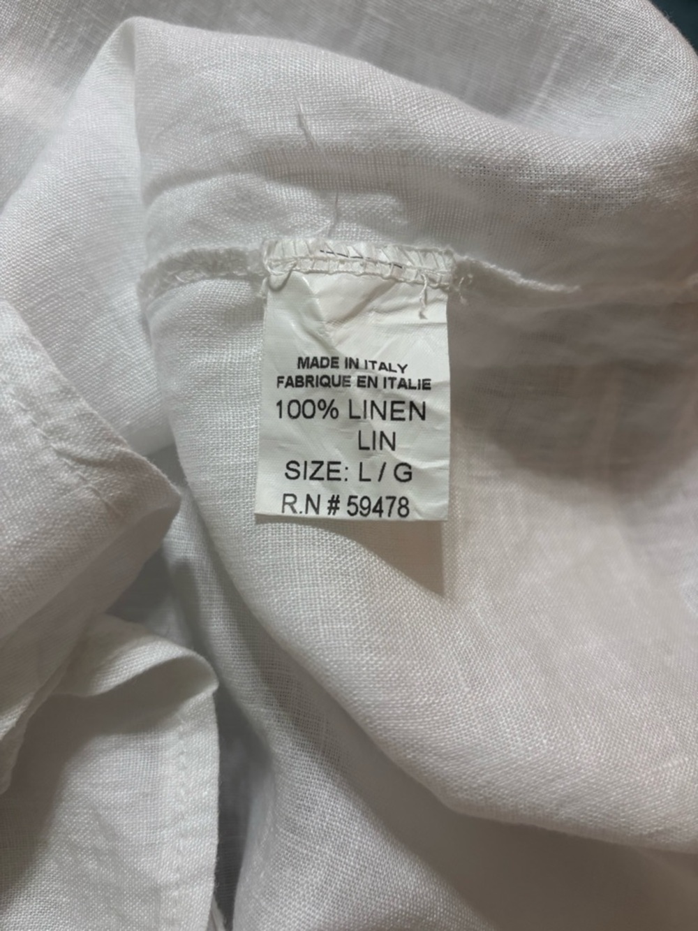 Italian Linen Dress White Sleeveless Tie Back Midi Relaxed Fit Coastal Beach L - Picture 6 of 6